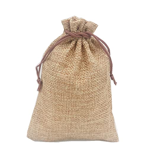 LANXINGYAN 50Pcs 5x7 Burlap Gift Bags with Drawstring Linen Sacks Bag for Wedding Favors Party DIY Craft (5x7 Inch, coffee)