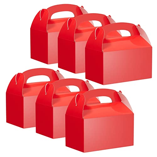 Juvale 24 Pack Red Gable Boxes for Candy, Goodie Gift Box with Handles for Treats (6.2 x 3.5 x 3.6 In)