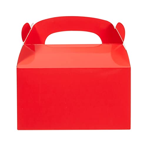 Juvale 24 Pack Red Gable Boxes for Candy, Goodie Gift Box with Handles for Treats (6.2 x 3.5 x 3.6 In)