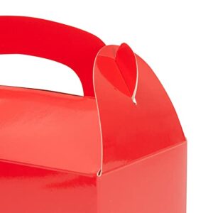 Juvale 24 Pack Red Gable Boxes for Candy, Goodie Gift Box with Handles for Treats (6.2 x 3.5 x 3.6 In)