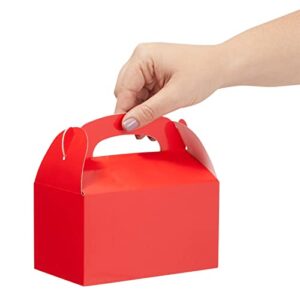 Juvale 24 Pack Red Gable Boxes for Candy, Goodie Gift Box with Handles for Treats (6.2 x 3.5 x 3.6 In)