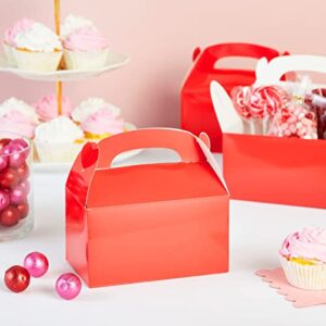 Juvale 24 Pack Red Gable Boxes for Candy, Goodie Gift Box with Handles for Treats (6.2 x 3.5 x 3.6 In)