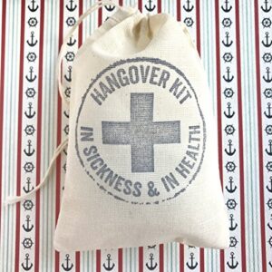 10 navy hangover kit bags | bachelorette favor bags wedding welcome survival recovery party bag muslin gift groomsmen bachelor bridesmaid bridal