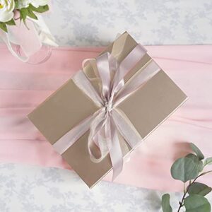 HUIHUANG Rose Gold Luxury Gift Boxes with Lids Bridesmaid Proposal Box Collapsible 11 x 7.8 x 3.5 In Magnetic Closure Collapsible Gift Boxes for Presents with Card,Ribbon,Shredded Paper Filler-1 Pack