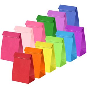 tomnk 48pcs party favor bags, 12 colors small gift bags bulk, solid color rainbow donut paper mini treat bags wrapped kraft bags for christmas day, birthday, party favors, baby showers