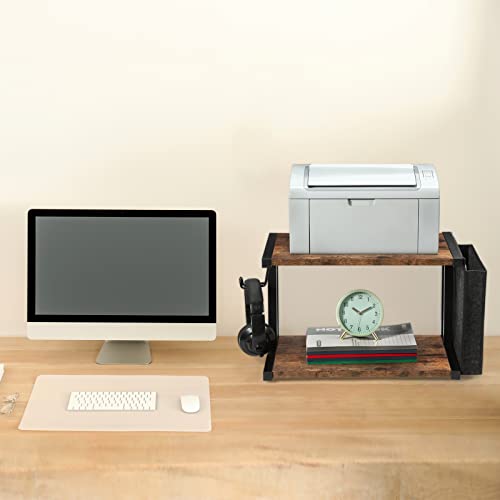 melos Printer Cart, 2-Tier Printer Stand with Storage, Mobile Printer Stand Shelf with Wheels, Under Desk Printer Stand for Fax Machine, Copier, Scanner, Printer, Scanner