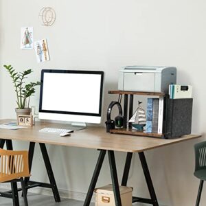 melos Printer Cart, 2-Tier Printer Stand with Storage, Mobile Printer Stand Shelf with Wheels, Under Desk Printer Stand for Fax Machine, Copier, Scanner, Printer, Scanner