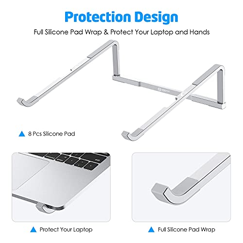 WixGear Laptop Stand for Desk Adjustable Foldable Lightweight Aluminum Laptop Holder Riser, Flat Folding for Storage/Travel