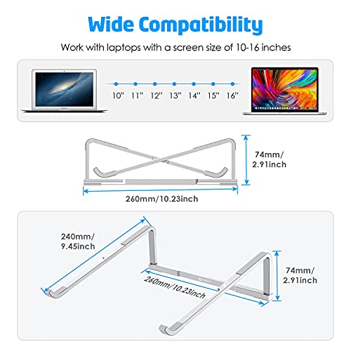 WixGear Laptop Stand for Desk Adjustable Foldable Lightweight Aluminum Laptop Holder Riser, Flat Folding for Storage/Travel