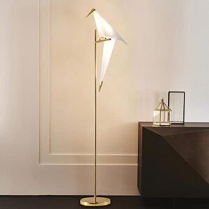 etkeghip floor lamp for living room modern ,63″ tall led pole lamps origami crane bird standing lamps for office kids room bedroom reading gold