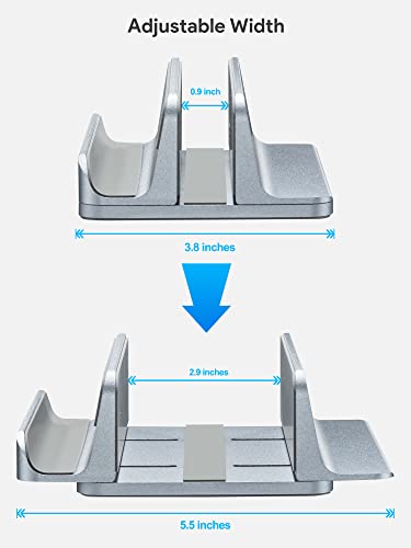 JARLINK (Upgraded Version Vertical Laptop Stand, Desktop Stand Adjustable Laptop Holder (up to 17.3 inches) Compatible with MacBook Pro/Air, Microsoft Surface, Lenovo (Gray)