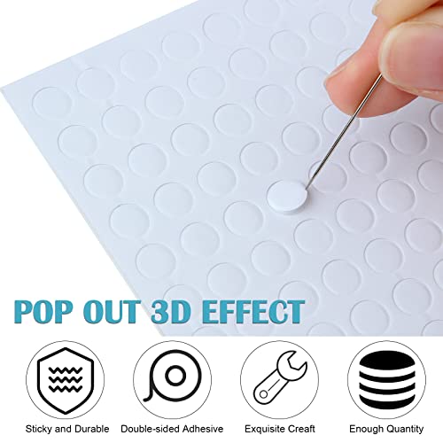 2400 Pieces Foam Dots Dual-Adhesive 3D Foam Tapes Foam Pop Dots Adhesive Mount for Craft DIY Art or Office Supplies, 12 Sheets, Round (0.31 Inch)