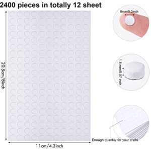 2400 Pieces Foam Dots Dual-Adhesive 3D Foam Tapes Foam Pop Dots Adhesive Mount for Craft DIY Art or Office Supplies, 12 Sheets, Round (0.31 Inch)