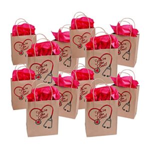 fun express medium nurse craft gift bags – bulk set of 12 – nurse week and appreciation supplies