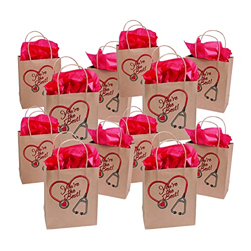 Fun Express Medium Nurse Craft Gift Bags - Bulk Set of 12 - Nurse Week and Appreciation Supplies