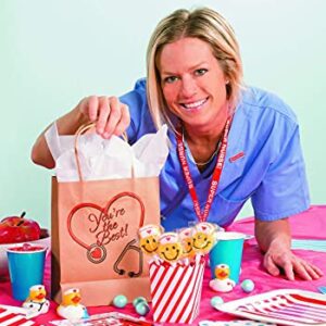 Fun Express Medium Nurse Craft Gift Bags - Bulk Set of 12 - Nurse Week and Appreciation Supplies