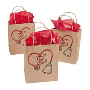 Fun Express Medium Nurse Craft Gift Bags - Bulk Set of 12 - Nurse Week and Appreciation Supplies