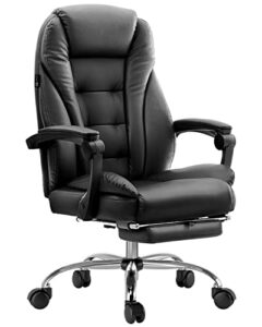 hbada office chair ergonomic executive office chair pu leather swivel desk chairs,adjustable height reclining chair with padded armrest and footrest, black