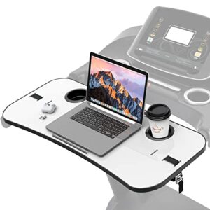 universal treadmill desk attachment laptop holder ergonomic platform tray with cup tablet holder cooling holes provide good ventilation, laptop stand for treadmill(white)