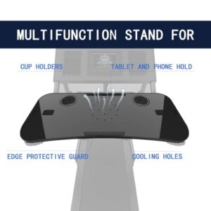 Universal Treadmill Desk Attachment Laptop Holder Ergonomic Platform Tray with Cup Tablet Holder Cooling Holes Provide Good Ventilation, Laptop Stand for Treadmill(White)