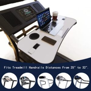 Universal Treadmill Desk Attachment Laptop Holder Ergonomic Platform Tray with Cup Tablet Holder Cooling Holes Provide Good Ventilation, Laptop Stand for Treadmill(White)