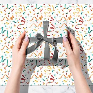 WAPLIGHAL Birthday Wrapping Paper for Kids Boys Girls Adults Baby Shower - Gift Wrapping Paper with Rainbow Stripe, Colorful Stars, Streamers, "Happy Birthday" Letters -20 X 29 Inch Per Sheet (8 Folded Sheets), Easy to Store