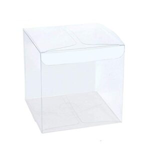mose cafolo 50pcs 2.5×2.5×2.5 inches (6.35×6.35×6.35cm) clear plastic candy gift boxes thick pvc anti scratch holiday wedding party favor (transparent cube box)