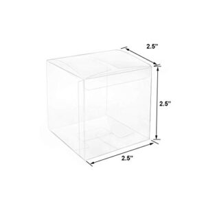 Mose Cafolo 50pcs 2.5x2.5x2.5 inches (6.35x6.35x6.35cm) Clear Plastic Candy Gift Boxes Thick PVC Anti Scratch Holiday Wedding Party Favor (Transparent Cube Box)