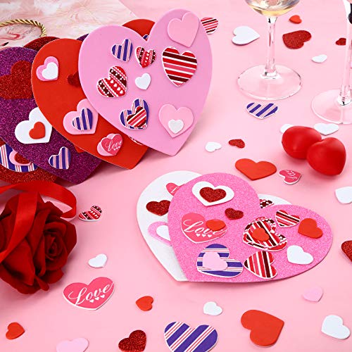 Zonon Total 402 Pieces Valentines Heart Doilies and Self-Adhesive Heart Foam Stickers Valentines Foam Heart Craft Set for Valentine's Day Wedding DIY Craft Supplies Ornaments