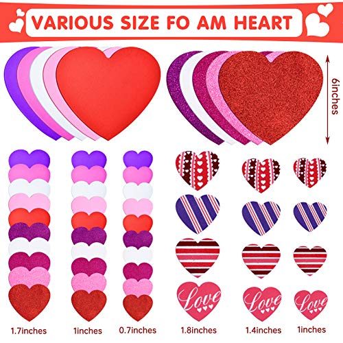 Zonon Total 402 Pieces Valentines Heart Doilies and Self-Adhesive Heart Foam Stickers Valentines Foam Heart Craft Set for Valentine's Day Wedding DIY Craft Supplies Ornaments