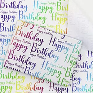 Happy Birthday Wrapping Paper For Kids Girls Boys Women Men, Gradient Light Color Birthday Gift Wrap Paper, Wrapping Paper Birthday 6 Sheets Folded Flat 20x28 inches per sheet