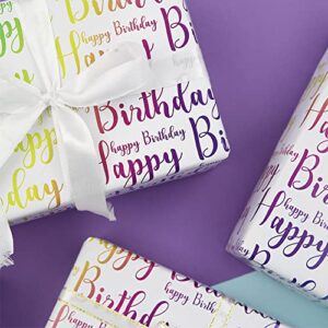 Happy Birthday Wrapping Paper For Kids Girls Boys Women Men, Gradient Light Color Birthday Gift Wrap Paper, Wrapping Paper Birthday 6 Sheets Folded Flat 20x28 inches per sheet