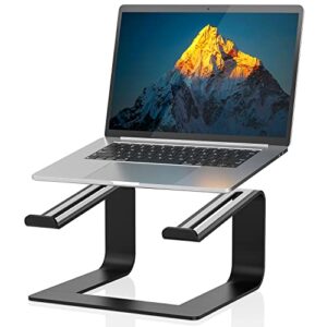 pericat laptop stand for desk, ergonomic aluminum computer stand for laptop, detachable laptop riser compatible for mac air pro, dell xps, hp, lenovo more 10-15.6″ laptops, black