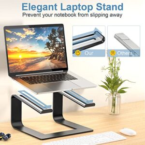 pericat Laptop Stand for Desk, Ergonomic Aluminum Computer Stand for Laptop, Detachable Laptop Riser Compatible for Mac Air Pro, Dell XPS, HP, Lenovo More 10-15.6" Laptops, Black