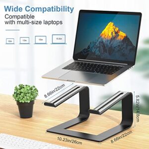 pericat Laptop Stand for Desk, Ergonomic Aluminum Computer Stand for Laptop, Detachable Laptop Riser Compatible for Mac Air Pro, Dell XPS, HP, Lenovo More 10-15.6" Laptops, Black