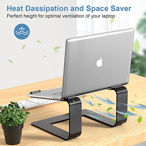 pericat Laptop Stand for Desk, Ergonomic Aluminum Computer Stand for Laptop, Detachable Laptop Riser Compatible for Mac Air Pro, Dell XPS, HP, Lenovo More 10-15.6" Laptops, Black