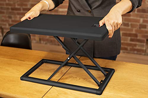 Rocelco 19" Portable Laptop Riser, Height Adjustable Travel Standing Desk Converter, Premium Compact Sit Standup Keyboard Monitor Rising Workstation with Carry Bag, Black R PDRB