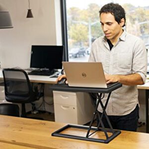 Rocelco 19" Portable Laptop Riser, Height Adjustable Travel Standing Desk Converter, Premium Compact Sit Standup Keyboard Monitor Rising Workstation with Carry Bag, Black R PDRB