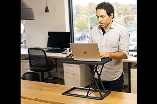 Rocelco 19" Portable Laptop Riser, Height Adjustable Travel Standing Desk Converter, Premium Compact Sit Standup Keyboard Monitor Rising Workstation with Carry Bag, Black R PDRB