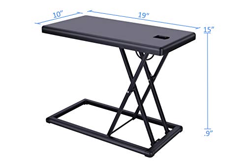 Rocelco 19" Portable Laptop Riser, Height Adjustable Travel Standing Desk Converter, Premium Compact Sit Standup Keyboard Monitor Rising Workstation with Carry Bag, Black R PDRB