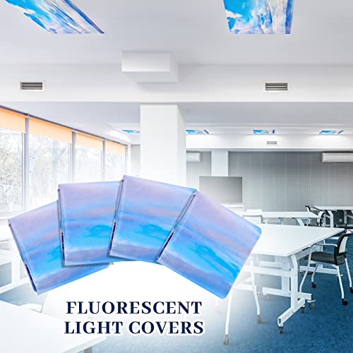 4 Pack Fluorescent Light Covers Magnetic Light Cover Panel Ceiling Light Covers Magnetic Classroom Light Covers for Office Classroom Home Drop Ceiling, 4 x 2 Feet (Beach)