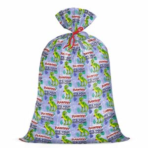 wrapaholic 56″ large birthday plastic gift bag – dinosaurs and it is your birthday design for baby shower, kids birthdays, parties, celebrating, or any occasion – 56″ h x 36″ w
