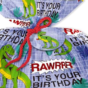 WRAPAHOLIC 56" Large Birthday Plastic Gift Bag - Dinosaurs and It Is Your Birthday Design for Baby Shower, Kids Birthdays, Parties, Celebrating, or Any Occasion - 56" H x 36" W