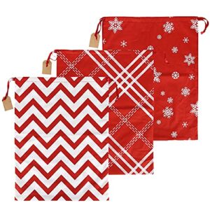 HRX Package Big Cotton Gift Bags With Drawstrings 20x16 inch, 3pcs Reusable Christmas Wrapping Sacks Cloth Pouches for Xmas Presents Party Favor