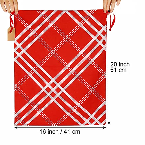 HRX Package Big Cotton Gift Bags With Drawstrings 20x16 inch, 3pcs Reusable Christmas Wrapping Sacks Cloth Pouches for Xmas Presents Party Favor