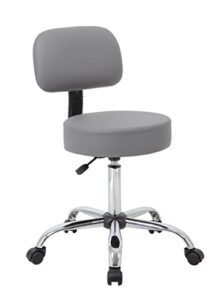 boss office products be well medical spa professional adjustable drafting stool with back, grey