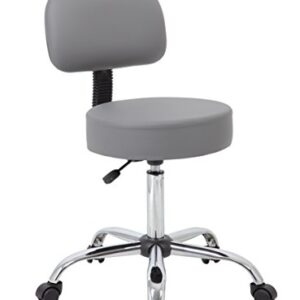 Boss Office Products Be Well Medical Spa Professional Adjustable Drafting Stool with Back, Grey