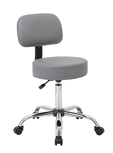 Boss Office Products Be Well Medical Spa Professional Adjustable Drafting Stool with Back, Grey