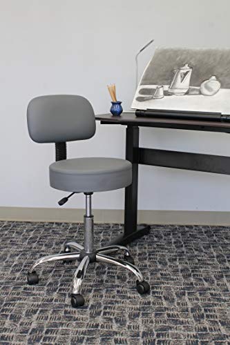 Boss Office Products Be Well Medical Spa Professional Adjustable Drafting Stool with Back, Grey