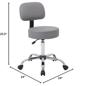 Boss Office Products Be Well Medical Spa Professional Adjustable Drafting Stool with Back, Grey